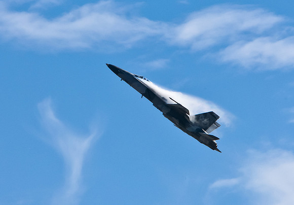 F-18 Fighter with wing condensation | Salinas Air Show_