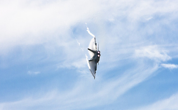 F-18 Fighter with wing condensation | Salinas Air Show_-2