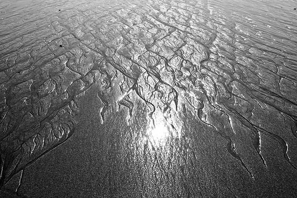 Topanga Beach, Malibu - sand pattern black & white